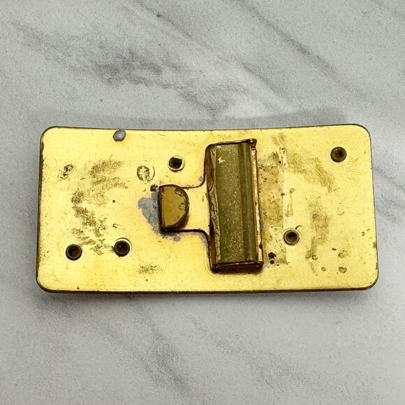 Vintage Rhinestone Floral Gold Tone Cinch Belt Buckle - Picture 2 of 10